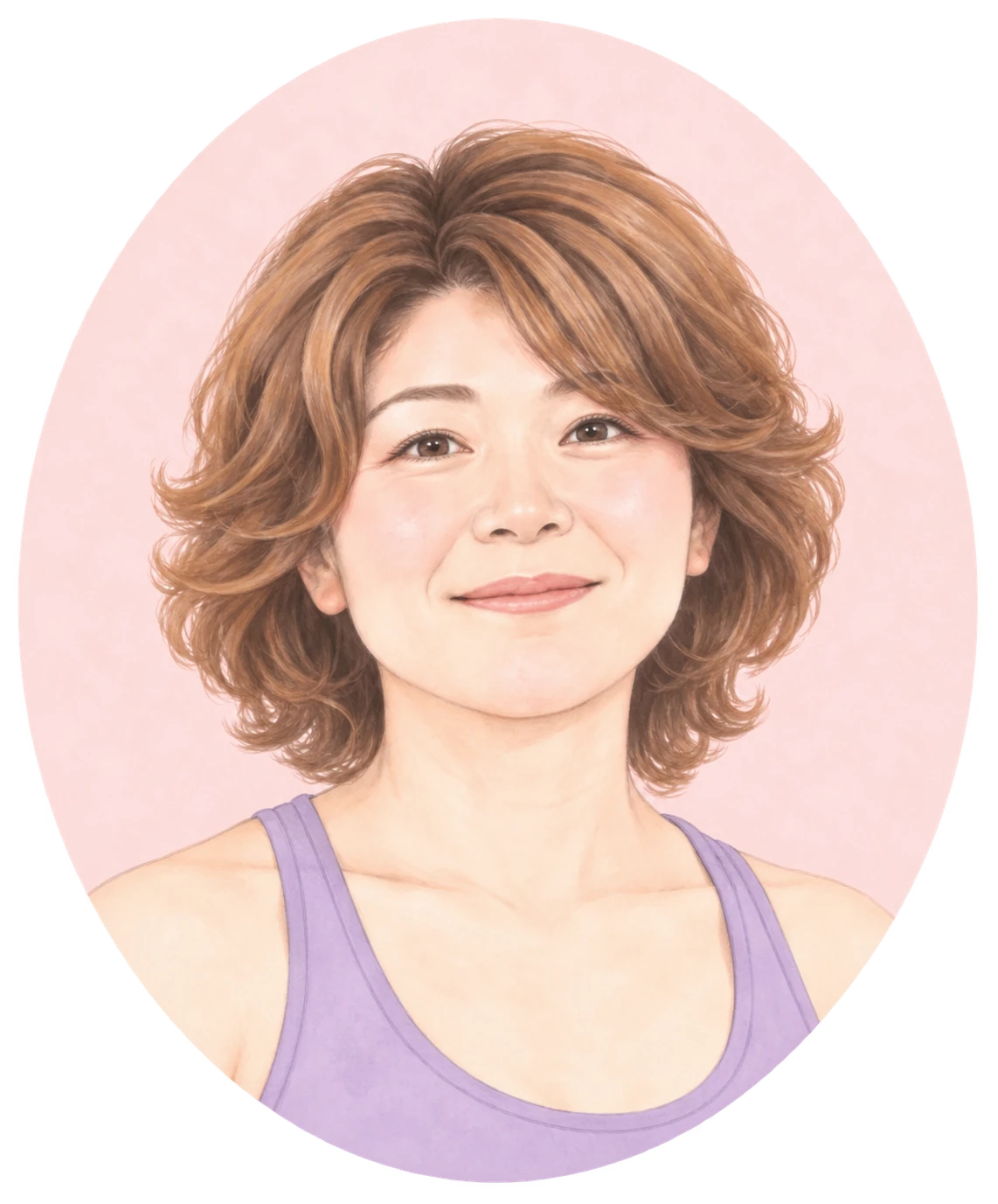 講師の顔を描いた楕円形のプロフィールイラスト